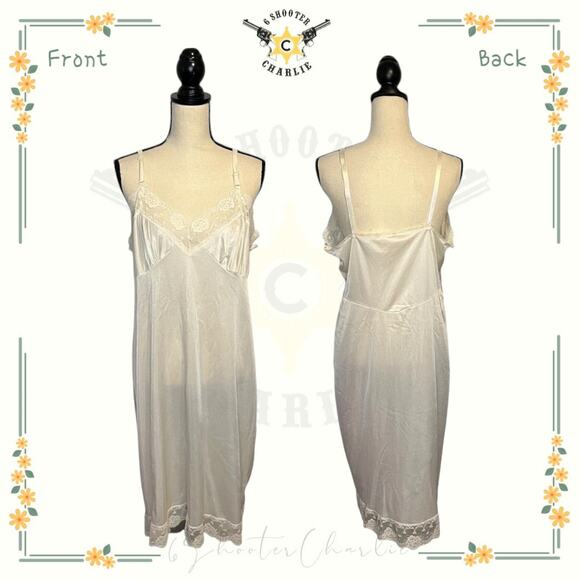 Vintage Bari White Nightgown Union Made ILGWU ERBA Lace size 44 Adjustable - Picture 1 of 7